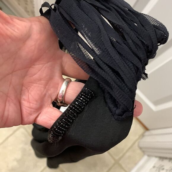 Easley Size Small beaded v neck dress with fringed shoulder detail - Picture 7 of 10